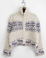 Sikok Snow Flower Nordic Pattern Two-Way Knit Zip-Up Cardigan