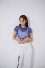4ライン メッシュ クロップ Tシャツ / TOP(9360) 4 Line Mesh Crop Tee