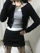 フックリブドクロップドカーディガン / Hook Ribbed Cropped Cardigan