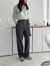 Belt Pintuck Wide Long Slacks (3 colors)