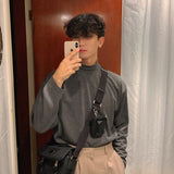 リブモックネックTシャツ