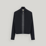Black Leather Block Zip-up