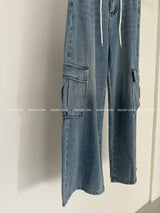 Strap Cargo Wide Jeans