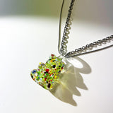 Two chain glass bear necklace (12color/random) (6685443850358)