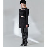 203-BUCKLE PLEATS SKIRT (6550315237494)