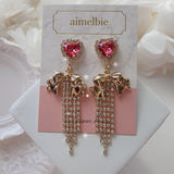 パーティーリボンプリンセスイヤリング / Party Ribbon Princess Earring - Rosepink