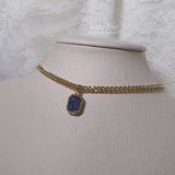 シティウーマンゴールドチェーンチョーカーネックレス - ライトサファイア / City Women Gold Chain Choker Necklace - Light Sapphire