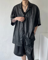 SI レザーオーバーサイズフィットショートスリーブシャツ / SI Leather Oversized Fit Short-Sleeved Shirt (3XL)