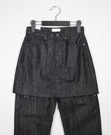 スカートレイヤードデニムパンツ / no.7713 Skirt Layered Denim Pants