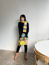 チェックレオパードニットミニスカート