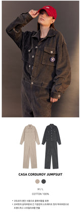 カサカウボーイジャンプスーツ/CASA CORDUROY JUMPSUIT [CHARCOAL]