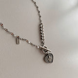 ハートエンジェルトグルバーボールドネックレス/ejj Heart Angel Toggle Bar Bold Necklace
