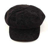 Suede Black Newsboy Cap (6590337220726)