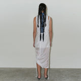 2ウェイシャーリングシアーロングワンピース / 2 WAY SHIRRING SHEER LONG OPS (WHITE)