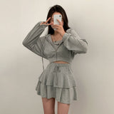 [Bellide made] skirt + hooded zip-up set