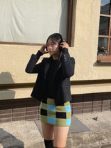 チェック柄ニットミニスカート