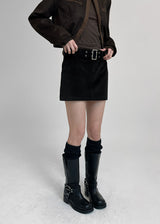 [MADE] Hoody Corduroy Mini Skirt Belt Set