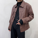 レザーピンタックジャケット/EV leather pin tuck jacket (3 colors)