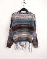 Sackle Vintage Fringe Mix Knit Cardigan