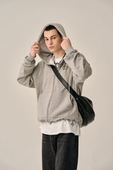 BOTTOM LESS HOOD ZIP-UP - GRAY