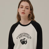 ピーチアーチプリントラグランロングスリーブTシャツ / PEACH ARCH PRINT RAGLAN LONG SLEEVE T-SHIRT_BLACK