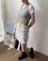 Lipa V-neck Twist Crop Knit Vest