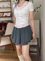 ボビーシャーリングリボン半袖Tシャツ / Bobby Shirring Ribbon Short-Sleeved T-Shirt
