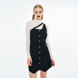 One-shoulder One-piece [Black]
