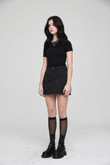 mii リブ SS Tシャツ / mii RIBBED SS T-SHIRT BLACK