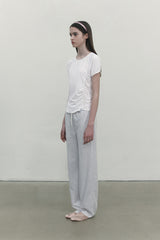 SHIRRING SLIM FIT T-SHIRT [WHITE]