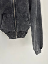Garment Washing Cut-Out Hood Zip-up