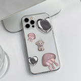 ジェリキャッツシルバーハートフォーンケース / Jelly cat's silver heart phone case