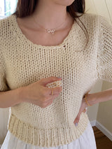 アイレットリボンパールネックレス / [925silver] Eyelet ribbon pearl necklace