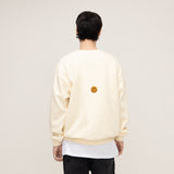 [UNISEX] GOA Flocking Back Smile Embroidery White Clip Sweatshirt (6658857009270)