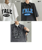 ハーフジップアップカラーショートスリーブTシャツ / Dept1986 Half zip-up collar short-sleeved T-shirt
