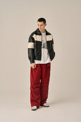 VOLUME POCKET PINTUCK PANTS - BURGUNDY