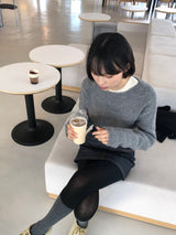 Layering boat neck short knit 