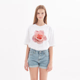 フラワープリントワイド半袖Tシャツ / flower print wide short sleeve t-shirt (4470384361590)
