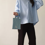 Oxford simple line strap pouch - skyblue gray