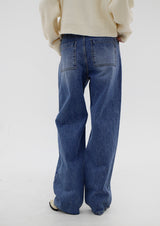 no.535 ピンタックミディアムデニムパンツ/no.535 Pintuck Medium Blue Denim Pants