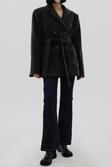 ダブルベルトウールジャケット / Double belt wool jacket (2color)