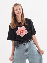 フラワープリントワイド半袖Tシャツ / flower print wide short sleeve t-shirt (4470382493814)
