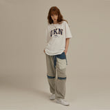 デストロイドデニムスウェットパンツ/Destroyed Denim Sweatpants_Grey