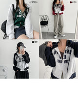 Raffy-Two-Way Color Raglan Hood Zip-Up
