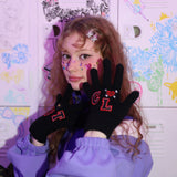 パッチウールニットグローブ/0 5 patch wool knit gloves - BLACK
