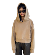 エンボスクロップドフーディー/Emboss Cropped Hoodie-BEIGE