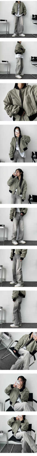 Easy Shirring Crop Reviveable Double-Sided Jumper