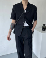 リネンツータックロングパンツスラックス / ECT linen two-tuck long pants slacks (2 colors)