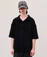 REON LOGO TERRY COTTON POLO (BLACK/BEIGE/GREEN)