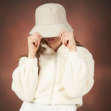 Monogram label fleece bucket hat